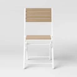 Bryant 4pk Faux Wood Folding Patio Bistro Chairs - White/Light Wood - Threshold™ -Decor Home GUEST 048e3749 da5e 4a40 8226 5119b7660d58