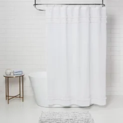 Macramé Fringe Shower Curtain Cream - Threshold™