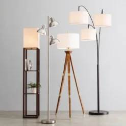 Oak Wood Tripod Floor Lamp Dark Brown - Threshold™ -Decor Home GUEST 12eb9924 86da 4a28 9eaa 3aaed057f6ef