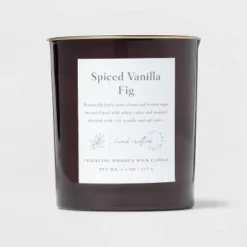 Clear Colored Glass With Woodwick And Brass Metal Inset Lid Spice Vanilla Fig Candle Purple - Threshold™ -Decor Home GUEST 164b0c6a 9ab3 436c a9d4 968eb3e3b85f