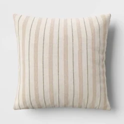 Cotton Flax Woven Striped Square Throw Pillow - Threshold™ -Decor Home GUEST 198ca62a 31c1 4b5d b1dc 9f59aefb0017