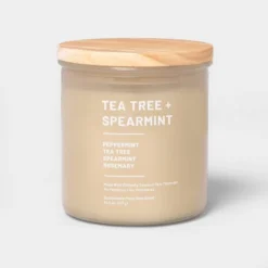 Glass Jar Tea Tree And Spearmint Candle Beige - Threshold™ -Decor Home GUEST 1ae068be c042 415c a0e0 475aaead92cf
