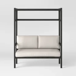 Ryegate 2pc 4' Mini Patio Daybed With Ottoman Weathered Teak - Threshold™ -Decor Home GUEST 21a748c0 b63f 40d1 bcbd 1159f522c39f