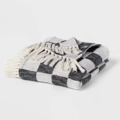 60"x80" Woven Cotton Checkered Bed Throw - Threshold™ -Decor Home GUEST 21ece0cd d5f6 45ed 8de5 f3cde6fa73bb