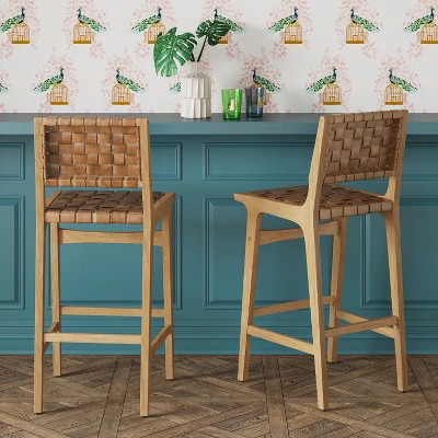 Ceylon Woven And Wood Barstool - Threshold™ 3 Ceylon Woven And Wood Barstool - Threshold™