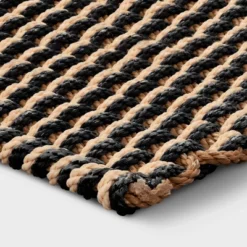 1'6"x2'6" Rope Braided Basket Weave Doormat Black/Brown/Cream - Threshold™ -Decor Home GUEST 2c1c0888 f103 4ac9 9204 1ebd398de602