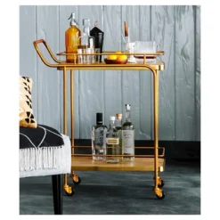 Metal, Wood, And Leather Bar Cart - Gold - Threshold™ -Decor Home GUEST 3940ea51 5dbd 496d adf0 a33ee04f6d3f