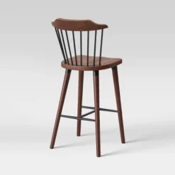 Delway Curved Back Mixed Material Counter Height Barstool Walnut - Threshold™ -Decor Home GUEST 3e53f265 ac14 41e9 bdd1 5f971bc1bb5a