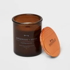 9oz Lidded Glass Jar Crackling Wooden Wick Candle Applewood And Amber - Threshold™ 5 9oz Lidded Glass Jar Crackling Wooden Wick Candle Applewood And Amber - Threshold™ -Decor Home GUEST 4d27236d 5cf7 45a4 bbe1 a5c31c3bff0a