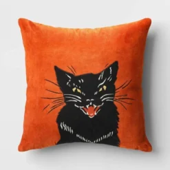 Fierce Cat Applique Cotton Velvet Square Halloween Throw Pillow - Threshold™ -Decor Home GUEST 5426fcb6 46c0 47d1 b6fc b5526f44bb40