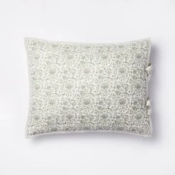Decorative Border Cotton Slub Print Quilt Sham Light Teal Green – Threshold™ Designed With Studio McGee -Decor Home GUEST 56147f68 c5fe 41b3 a268 b59881d5cb20