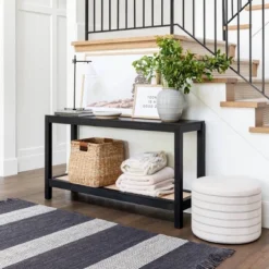 Console Table With Woven Rattan Shelf Black - Threshold™ Designed With Studio McGee -Decor Home GUEST 5cacba25 9de0 4a9b 86d8 dd94f14308e1