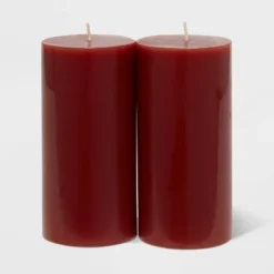 2pk Pillars Warm Cider & Cinnamon Red - Threshold™ -Decor Home GUEST 5fecdd6e 5da9 48e9 866c c72973a56b09