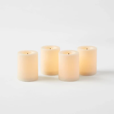 1.82" X 1.4" 4pk LED Votive Flameless Black Wick Candle Cream - Threshold™ 4 1.82" X 1.4" 4pk LED Votive Flameless Black Wick Candle Cream - Threshold™ - Image 2