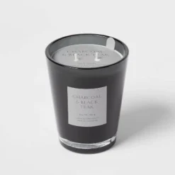 Colored Vase Glass With Dustcover & Black Teak Candle Black - Threshold™ -Decor Home GUEST 7eb20721 3aad 4b54 8e74 2e0b39a53599