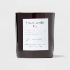 Clear Colored Glass With Woodwick And Brass Metal Inset Lid Spice Vanilla Fig Candle Purple - Threshold™ -Decor Home GUEST 80884ab1 75d4 4adc 8675 96b625da6f8e