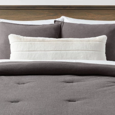 Oversized Oblong Faux Fur Channeled Decorative Throw Pillow - Threshold™ 3 Oversized Oblong Faux Fur Channeled Decorative Throw Pillow - Threshold™