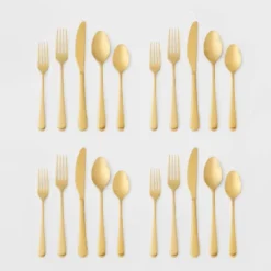 20pc Harrington Flatware Set Gold - Threshold™ -Decor Home GUEST 83f8ea2e 2885 4bf8 9e92 e1aa54e1e88c
