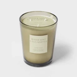 Colored Vase Glass With Dustcover Watermint And Eucalyptus Candle Green - Threshold™ -Decor Home GUEST 8583e514 219c 427d 837a db7f3589ab6c