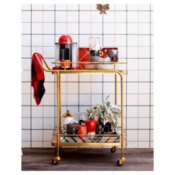 Metal, Wood, And Leather Bar Cart - Gold - Threshold™ -Decor Home GUEST 8b37d9d0 220c 44ab 9ad7 9d758ab91a72