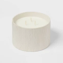Textured Straight Side Ceramic Warm Cider & Cinnamon Candle White - Threshold™ -Decor Home GUEST 913d534b 649d 4c6d 9f5e ee9feea56dbd
