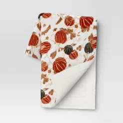 Pumpkin Printed Plush With Shearling Reverse Throw Blanket - Threshold™ -Decor Home GUEST 93689881 488d 4b25 86de 00ec94c729b1