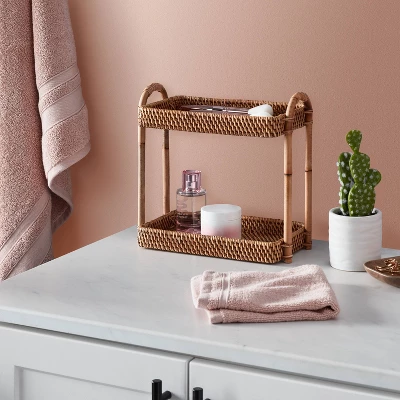 Natural Woven Tiered Vanity Bathroom Tray - Threshold™ 3 Natural Woven Tiered Vanity Bathroom Tray - Threshold™