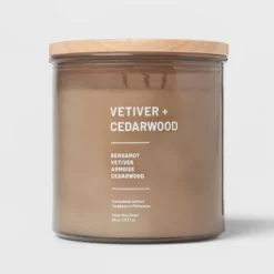 Glass Jar Vetiver And Cedarwood Candle Brown - Threshold™ -Decor Home GUEST 94fa0143 6384 4148 9851 b3c3e6d22167