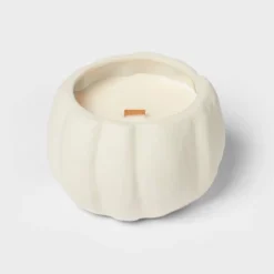 12oz Brushed Abstract Pumpkin Ceramic With Woodwick And Dustcover Honeycrisp Apple Cider Candle - Threshold™ -Decor Home GUEST 96f15198 66a4 49d6 983d ed3b201b4b2d