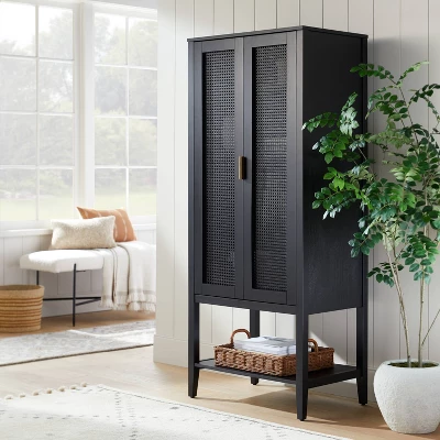 66" East Bluff Woven Cabinet Black - Threshold™ Designed With Studio McGee 3 66" East Bluff Woven Cabinet Black - Threshold™ Designed With Studio McGee