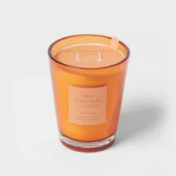 Colored Vase Glass With Dustcover Mandarin & Guava Candle Orange - Threshold™ -Decor Home GUEST 9f988ff2 f7e8 43cd b34a c5d7f14ae156