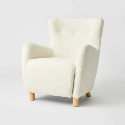 Kessler Wingback Faux Sherling Accent Chair Cream - Threshold™ Designed With Studio McGee -Decor Home GUEST a09f34e6 88c9 4d02 ba31 f262090269f8