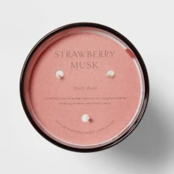 Colored Vase Glass With Dustcover Strawberry Musk Candle Red - Threshold™ -Decor Home GUEST a1481056 0056 434b 8190 eafa8bcfa251