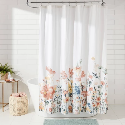 Watercolor Engineered Floral Shower Curtain - Threshold™ 2 Watercolor Engineered Floral Shower Curtain - Threshold™