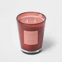 Colored Vase Glass With Dustcover Strawberry Musk Candle Red - Threshold™ -Decor Home GUEST bff6ffbf c36a 4e82 a556 ba31fee10532