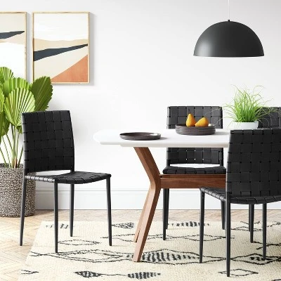 Wellfleet Woven Leather Metal Base Dining Chair - Threshold™ 3 Wellfleet Woven Leather Metal Base Dining Chair - Threshold™