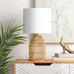 Rattan Diagonal Weave Table Lamp Tan - Opalhouse™ -Decor Home GUEST db7823a7 40c3 42aa 99a7 610f87b9853b