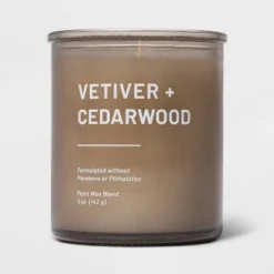 Glass Jar Vetiver And Cedarwood Candle Brown - Threshold™ -Decor Home GUEST dfa4fefe 0ef4 4373 802b 4787eff784da