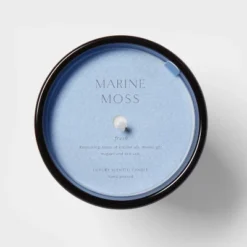 Colored Vase Glass With Dustcover Marine Moss Candle Blue - Threshold™ -Decor Home GUEST e5035607 20cd 4e66 bc9b 502503c48b69