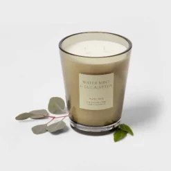 Colored Vase Glass With Dustcover Watermint And Eucalyptus Candle Green - Threshold™ -Decor Home GUEST e5144fde ec25 4103 bb0f 2b77c5bb8627