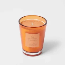 Colored Vase Glass With Dustcover Mandarin & Guava Candle Orange - Threshold™ -Decor Home GUEST f690da26 0feb 4a9d 8634 caaa1172c9d3