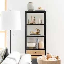 Console Table With Woven Rattan Shelf Black - Threshold™ Designed With Studio McGee -Decor Home GUEST f71b8141 512b 4383 9135 4f0d694163bd